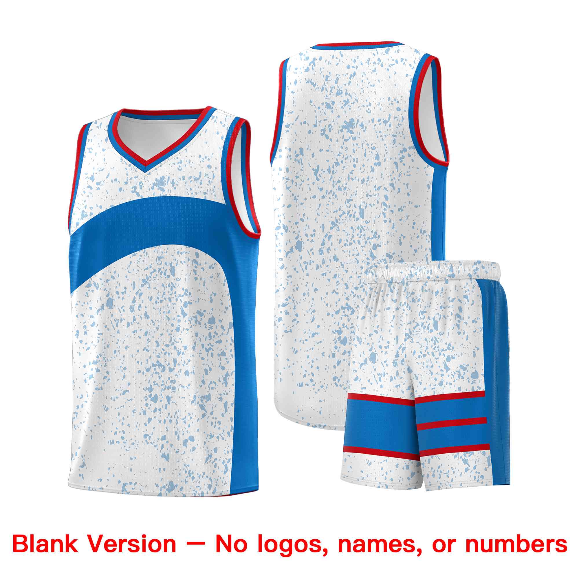 Custom White Royal Dot Graffiti Pattern Irregular Team Names Sports Uniform Basketball Jersey - Image 2