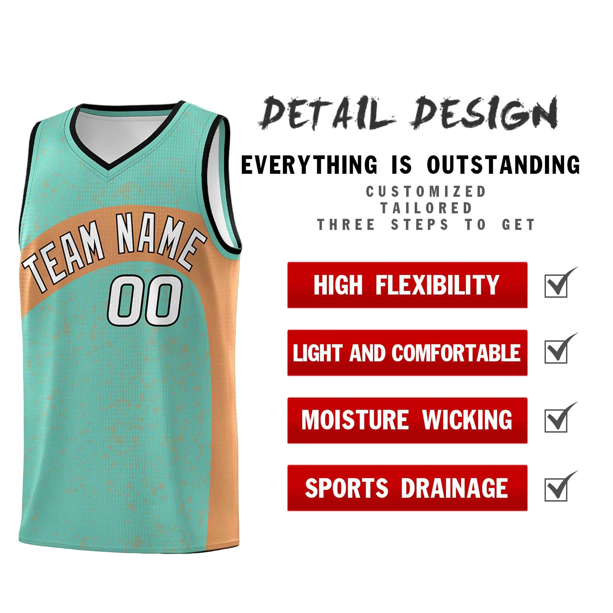 Custom Bright Green Buckskin Brown Dot Graffiti Pattern Irregular Team Names Sports Uniform Basketball Jersey - Image 3