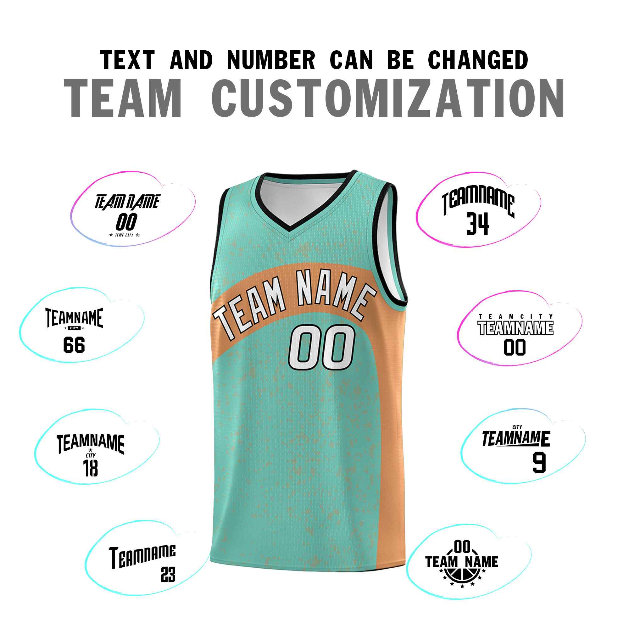 Custom Bright Green Buckskin Brown Dot Graffiti Pattern Irregular Team Names Sports Uniform Basketball Jersey - Image 5