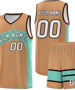 Custom Buckskin Brown Bright Green Dot Graffiti Pattern Irregular Team Names Sports Uniform Basketball Jersey| KXKSHOP