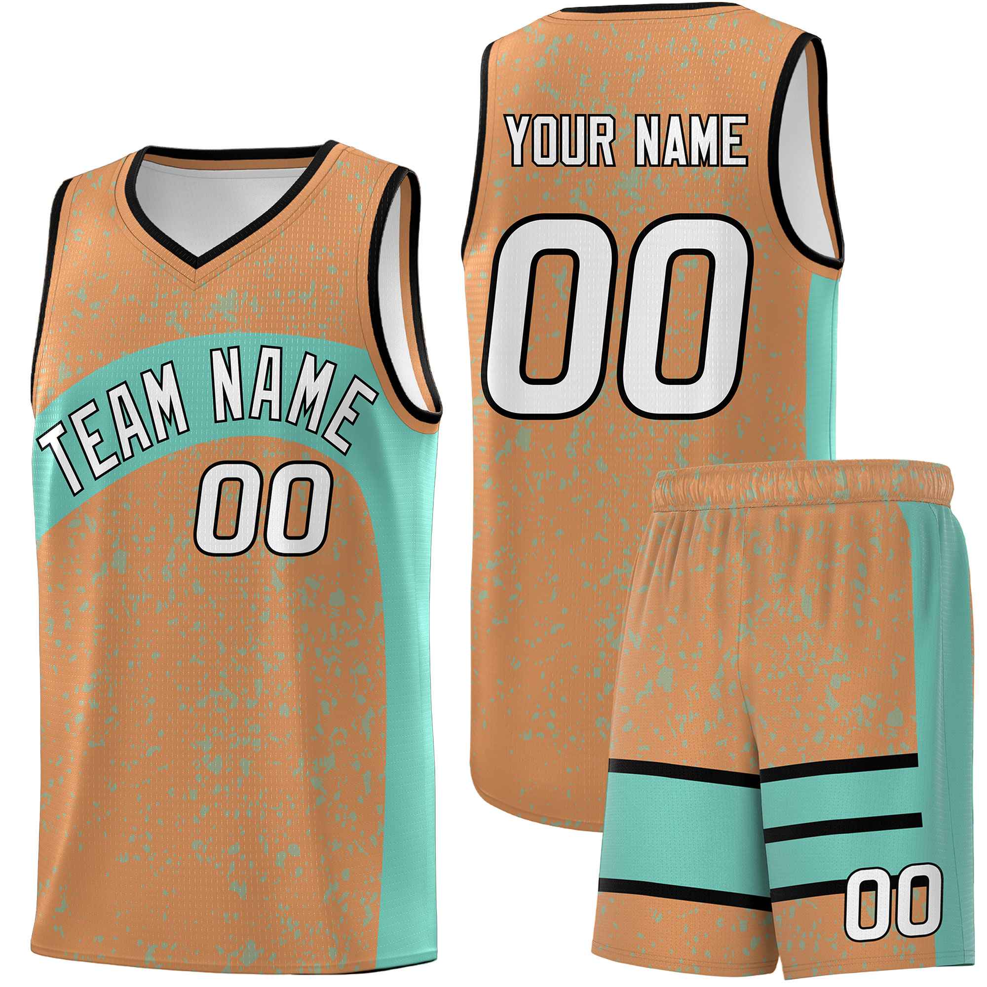 Custom Buckskin Brown Bright Green Dot Graffiti Pattern Irregular Team Names Sports Uniform Basketball Jersey| KXKSHOP