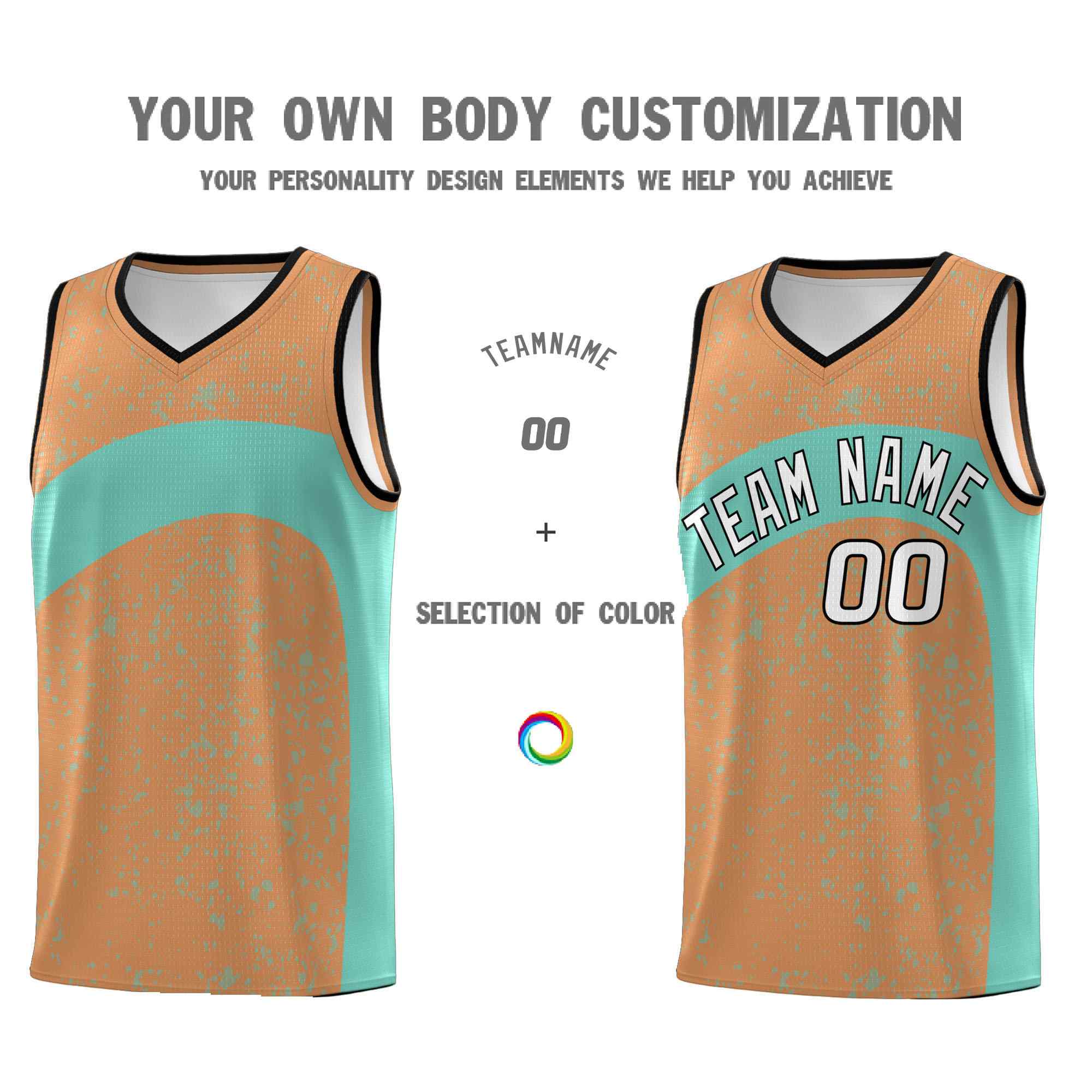 Custom Buckskin Brown Bright Green Dot Graffiti Pattern Irregular Team Names Sports Uniform Basketball Jersey - Image 4