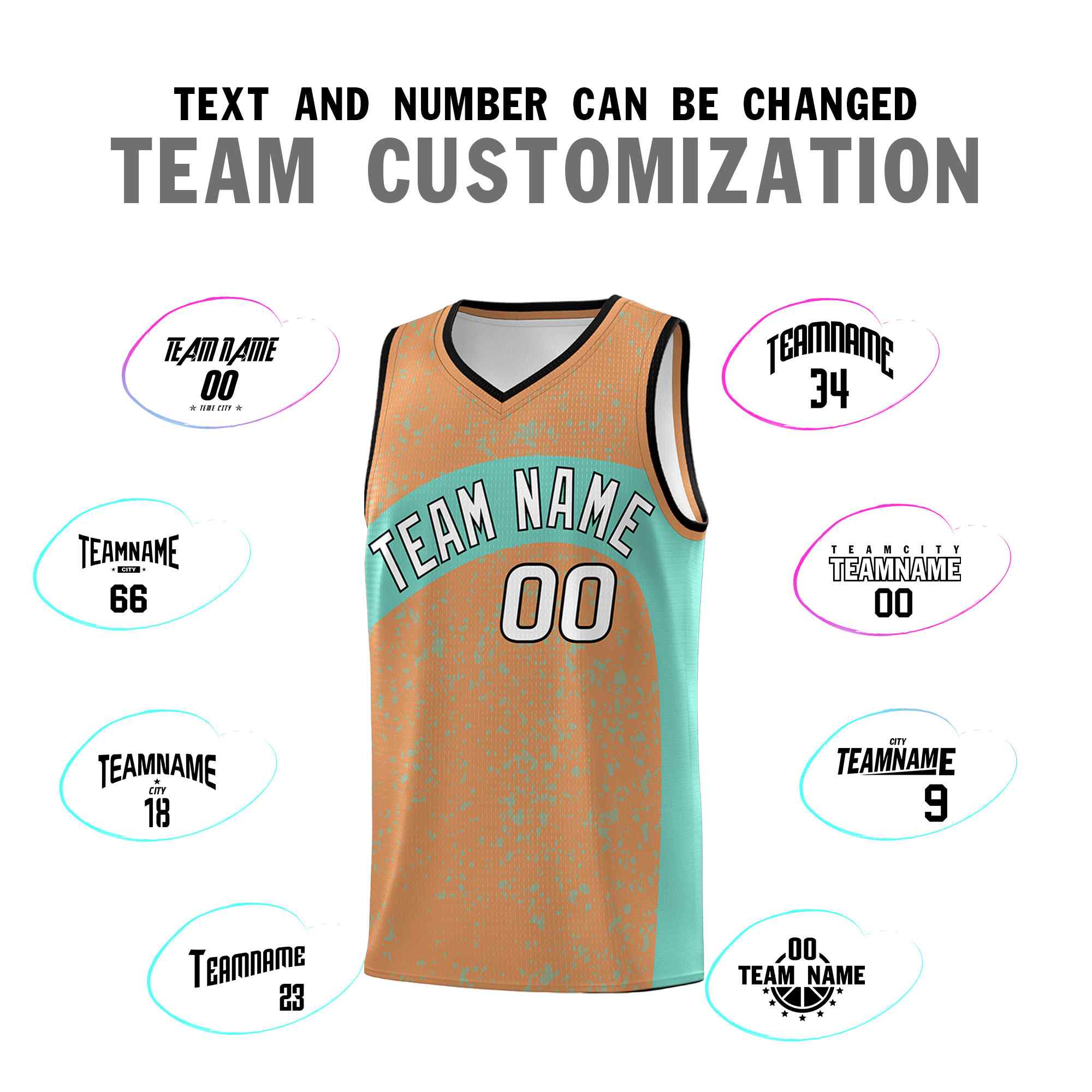 Custom Buckskin Brown Bright Green Dot Graffiti Pattern Irregular Team Names Sports Uniform Basketball Jersey - Image 5
