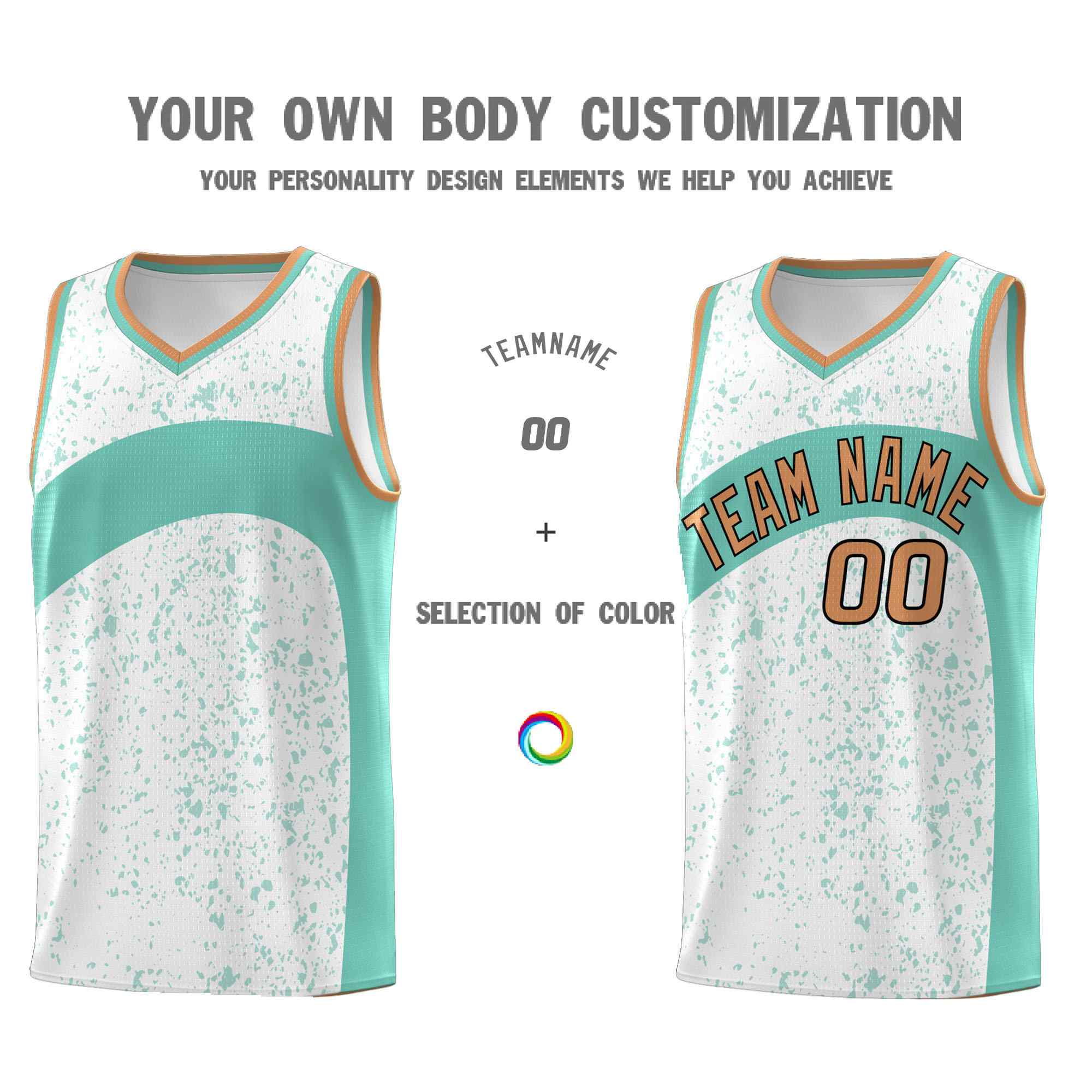 Custom White Bright Green Dot Graffiti Pattern Irregular Team Names Sports Uniform Basketball Jersey - Image 4