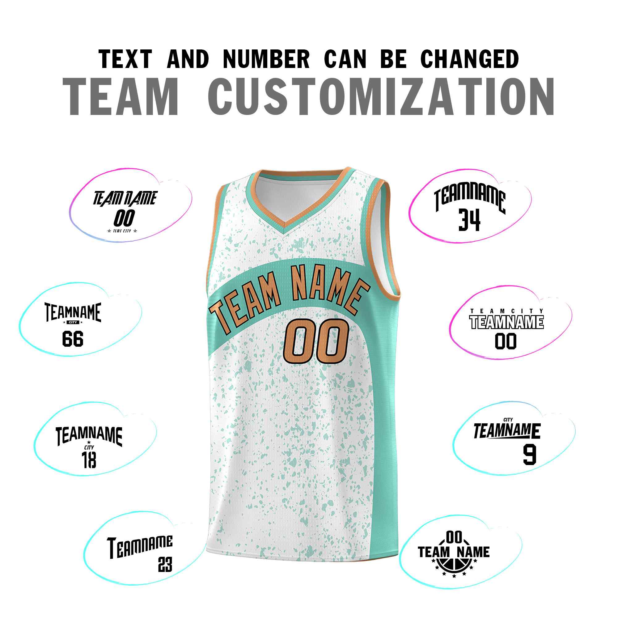 Custom White Bright Green Dot Graffiti Pattern Irregular Team Names Sports Uniform Basketball Jersey - Image 5