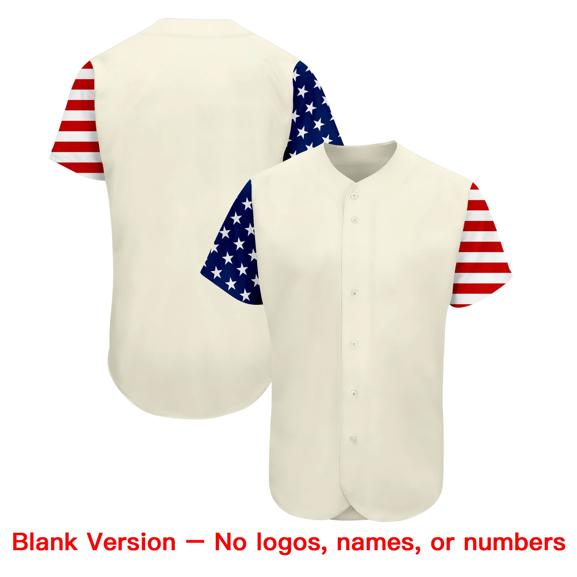 Custom Cream Navy-Red American Flag Authentic Baseball Jersey - Image 2