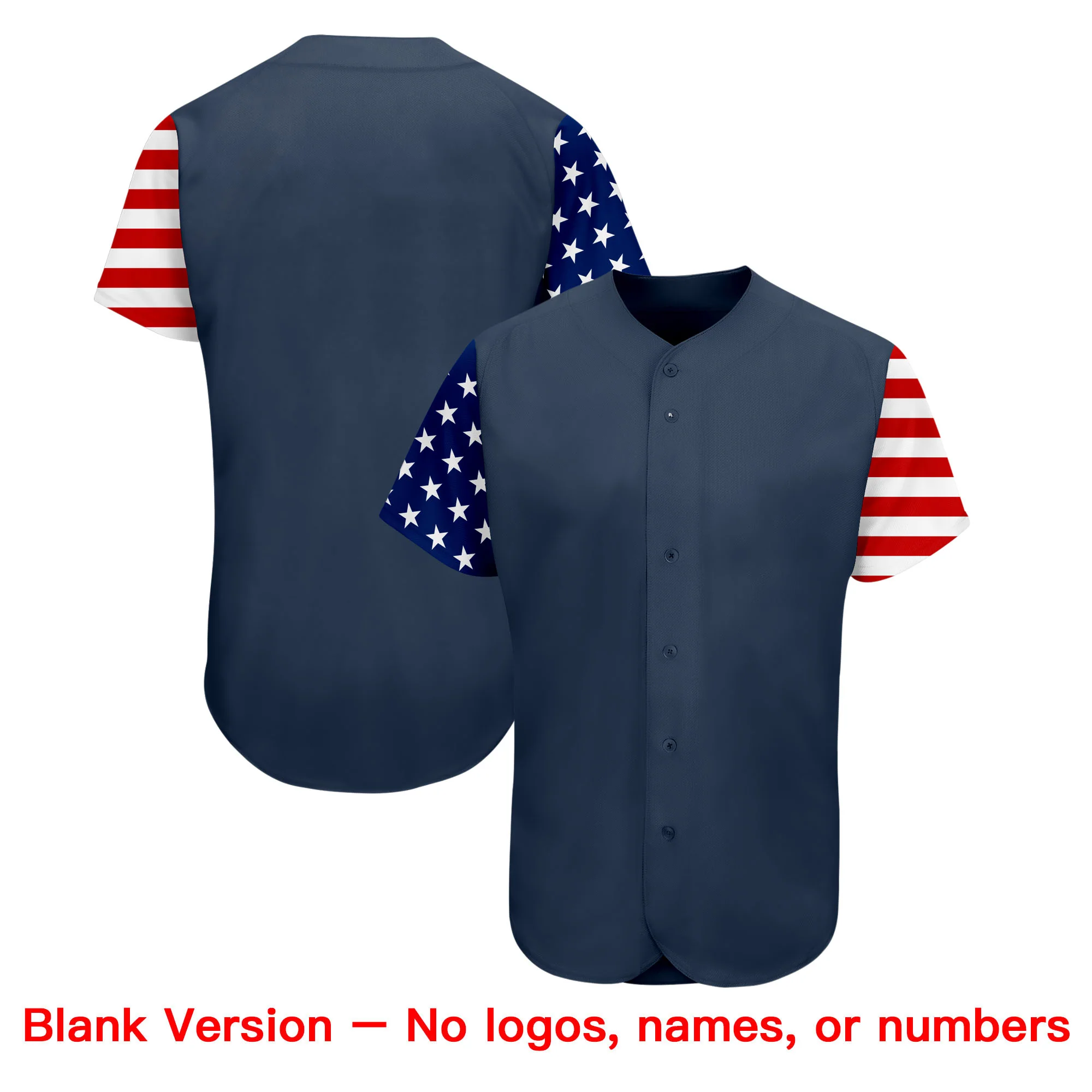 Custom Navy White-Red American Flag Authentic Baseball Jersey - Image 2