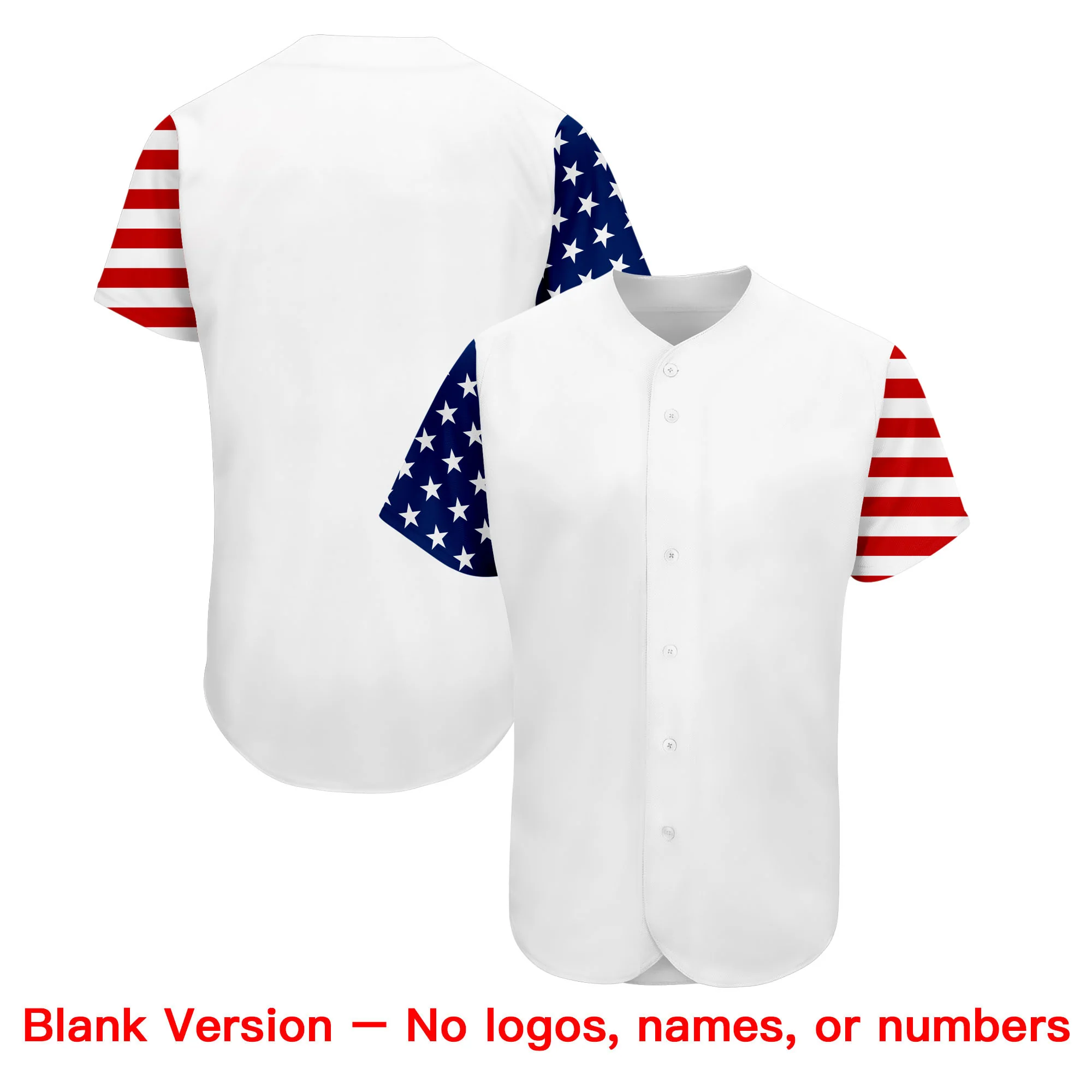 Custom White Navy-Red American Flag Authentic Baseball Jersey - Image 2