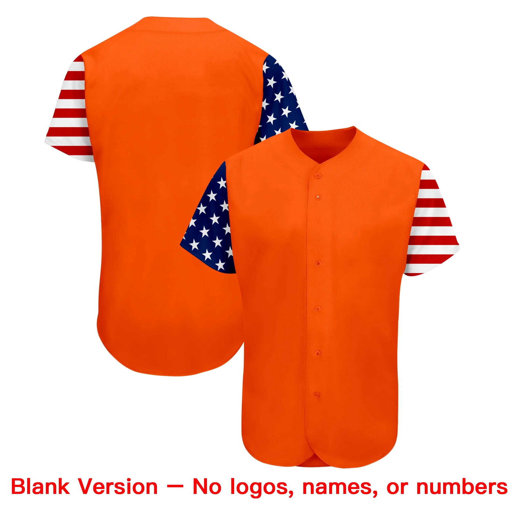 Custom Orange White-Navy American Flag Authentic Baseball Jersey - Image 2