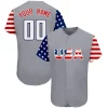 Custom Grey White-Navy American Flag Authentic Baseball Jersey